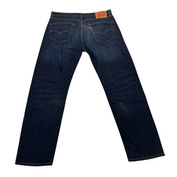Men's Levi's 505 Regular Fit Jeans Dark Wash Size 35/32 Excellent Condition - Picture 2 of 5